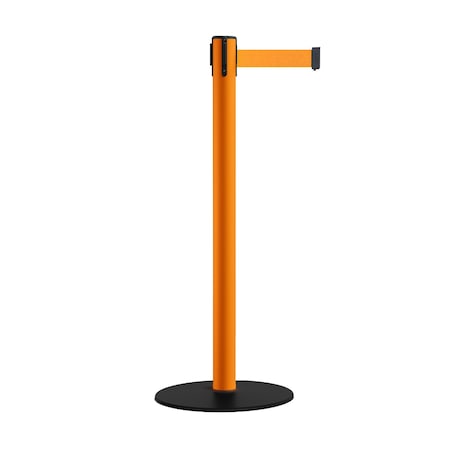 Montour Line Retractable Belt Stanchion, Low Base, 2.5" Orange Post 11' Fl.Org Belt S400-OR-FOR-110